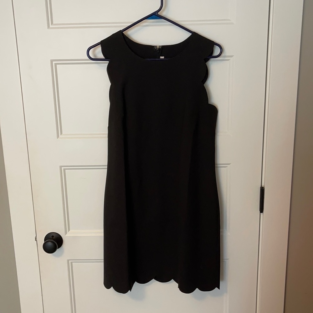 J. Crew black scalloped detail mini dress